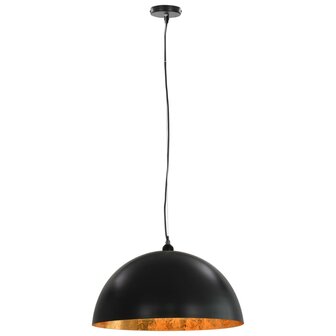 Plafondlampen 2 st halfrond E27 50 cm zwart en goudkleurig