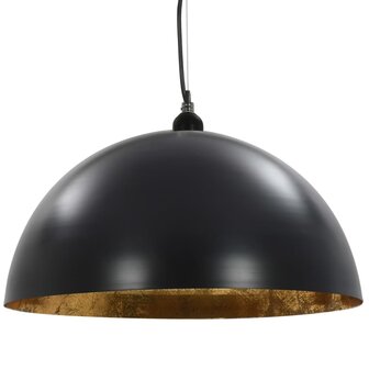 Plafondlampen 2 st halfrond E27 50 cm zwart en goudkleurig