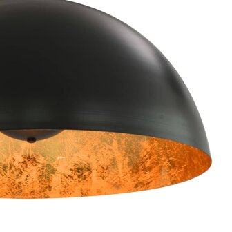 Plafondlampen 2 st halfrond E27 50 cm zwart en goudkleurig