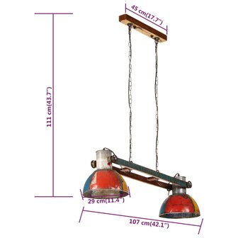 Hanglamp industrieel 25 W E27 111 cm meerkleurig