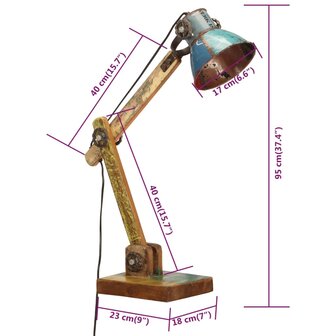 Bureaulamp industrieel rond E27 23x18x95 cm meerkleurig