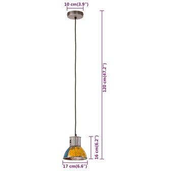 Hanglamp industrieel rond 25 W E27 17 cm meerkleurig