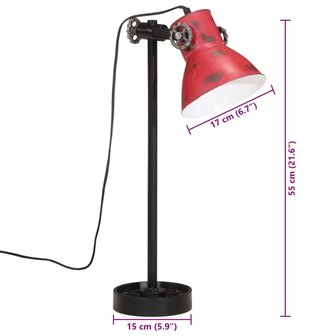 Bureaulamp 25 W E27 15x15x55 cm verweerd rood