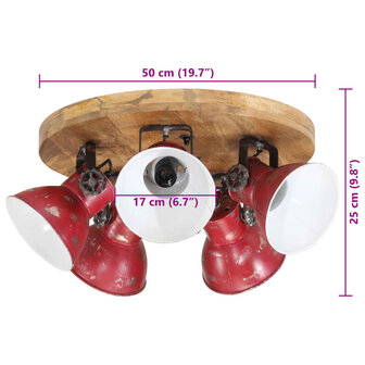 Plafondlamp 25 W E27 50x50x25 cm verweerd rood