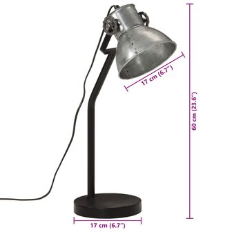 Bureaulamp 25 W E27 17x17x60 cm vintage zilverkleurig
