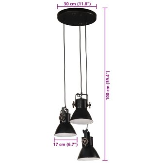 Hanglamp 25 W E27 30x30x100 cm zwart