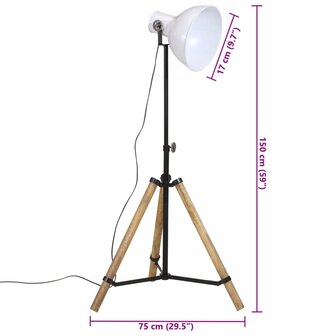 Vloerlamp 25 W E27 75x75x90-150 cm wit