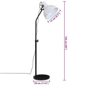 Vloerlamp 25 W E27 30x30x90-150 cm wit
