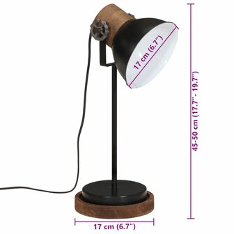 Bureaulamp 25 W E27 17x17x50 cm zwart