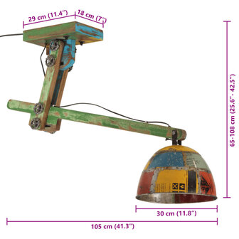 Plafondlamp 25 W E27 105x30x65-108 cm meerkleurig
