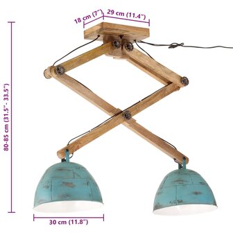 Plafondlamp 25 W E27 29x18x85 cm verweerd blauw