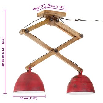 Plafondlamp 25 W E27 29x18x85 cm verweerd rood