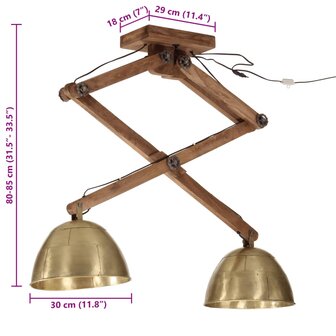Plafondlamp 25 W E27 29x18x85 cm antiek messingkleurig