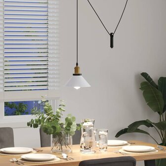 Hanglamp in hoogte verstelbaar E27 &Oslash;22 cm metaal glanzend wit