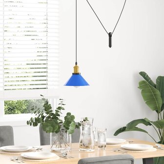 Hanglamp in hoogte verstelbaar E27 &Oslash;22 cm metaal donkerblauw