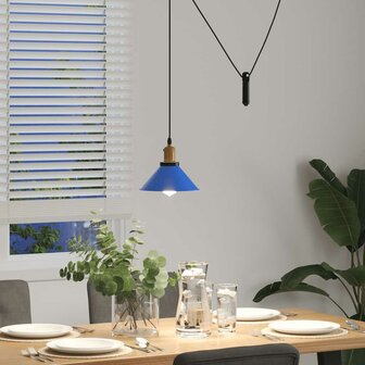 Hanglamp in hoogte verstelbaar E27 &Oslash;22 cm metaal donkerblauw