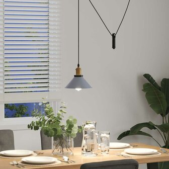 Hanglamp in hoogte verstelbaar E27 &Oslash;22 cm metaal glanzend grijs