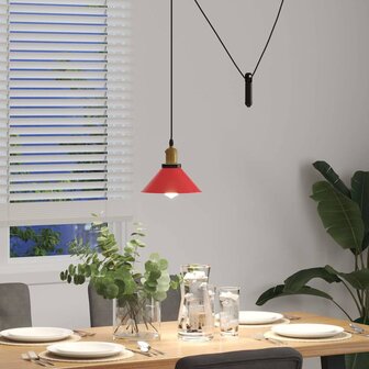 Hanglamp in hoogte verstelbaar E27 &Oslash;22 cm metaal glanzend rood