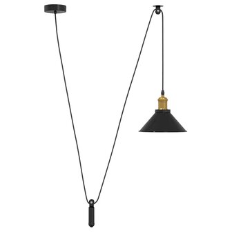 Hanglamp in hoogte verstelbaar E27 &Oslash;22 cm metaal glanzend zwart