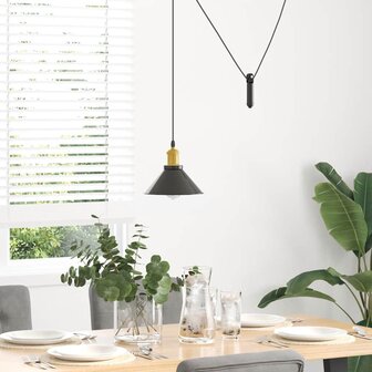 Hanglamp in hoogte verstelbaar E27 &Oslash;22 cm metaal glanzend zwart