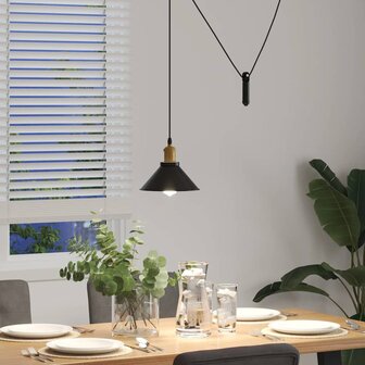 Hanglamp in hoogte verstelbaar E27 &Oslash;22 cm metaal glanzend zwart