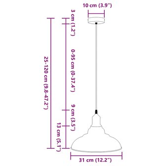 Hanglamp in hoogte verstelbaar E27 &Oslash;31 cm metaal glanzend zwart