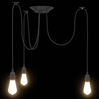 Hanglamp met 3 lamphouders E27 metaal zwart