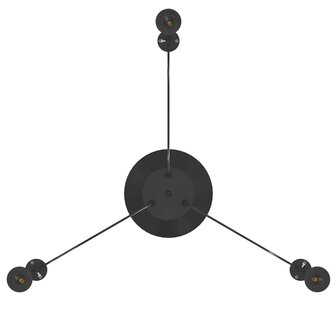 Hanglamp met 3 lamphouders E27 metaal zwart