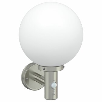Buitenwandlampen met sensor 2 stuks Zilver RVS IP44