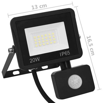 Spotlight met sensor LED 20 W koudwit