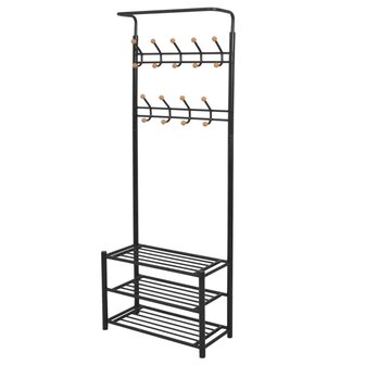 Kledingrek met schoenenopberger 68x32x182,5 cm zwart