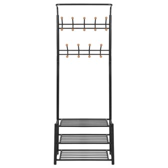Kledingrek met schoenenopberger 68x32x182,5 cm zwart