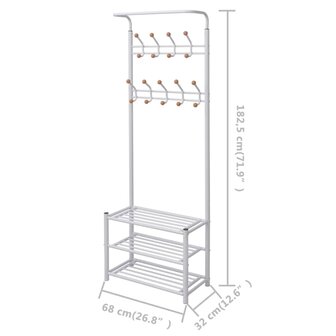 Kledingrek met schoenenopberger 68x32x182,5 cm wit