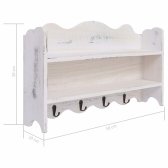 Wandkapstok 50x10x30 cm hout wit