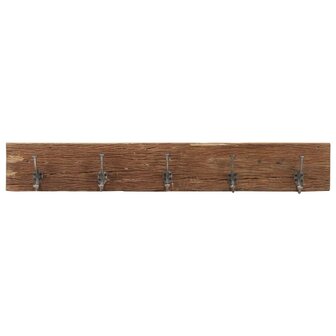 Wandkapstok met 5 haken 100x2,5x15 cm massief gerecycled hout