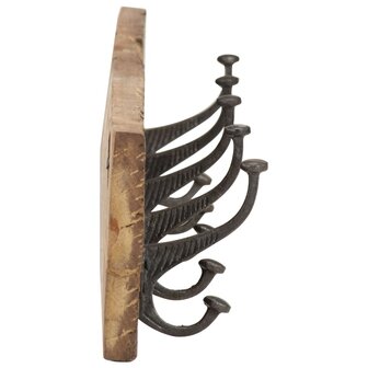 Wandkapstok met 5 haken 100x2,5x15 cm massief gerecycled hout
