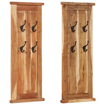 Kapstokken 2 st 38x100 cm massief acaciahout