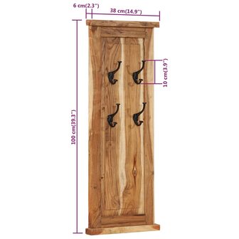 Kapstokken 2 st 38x100 cm massief acaciahout