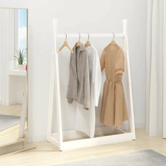 Kledingrek 100x45x150 cm massief grenenhout wit