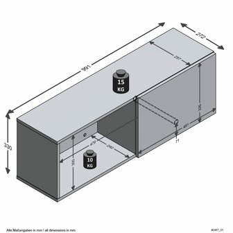 Wandkapstok met vak 99,1x27,2x33cm zwart