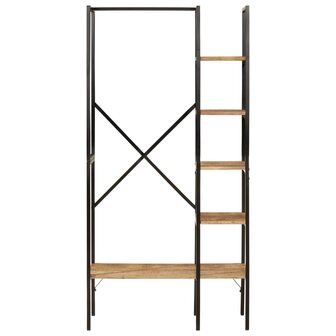 Kledingrek met schappen 90x40x190 cm massief mangohout en ijzer
