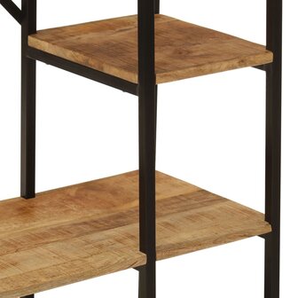 Kledingrek met schappen 90x40x190 cm massief mangohout en ijzer