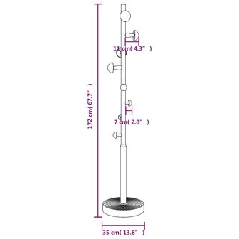Kapstok 172 cm gepoedercoat ijzer roze