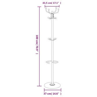 Kapstok met parapluhouder 180 cm gepoedercoat ijzer wit