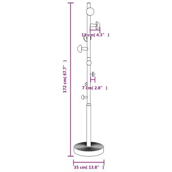 Kapstok 172 cm gepoedercoat ijzer wit