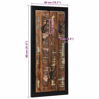Kapstok 40x2x80 cm massief gerecycled hout meerkleurig