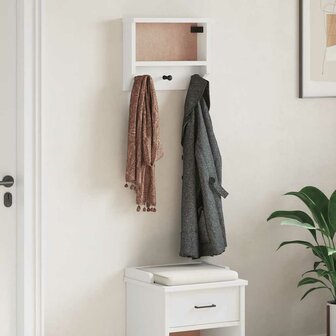 Wandkapstok SANDNES wit 45x12x35 cm massief grenenhout