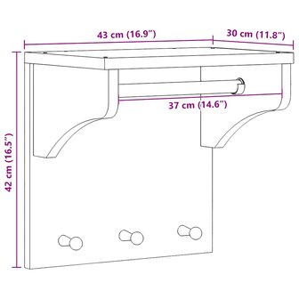 Wandkapstok SANDNES wit 43x30x42 cm massief grenenhout