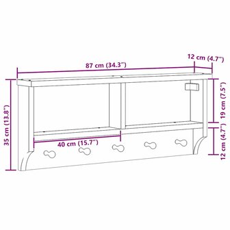 Wandkapstok SANDNES 87x12x35 cm massief grenenhout