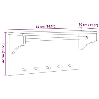 Wandkapstok SANDNES 87x30x42 cm massief grenenhout